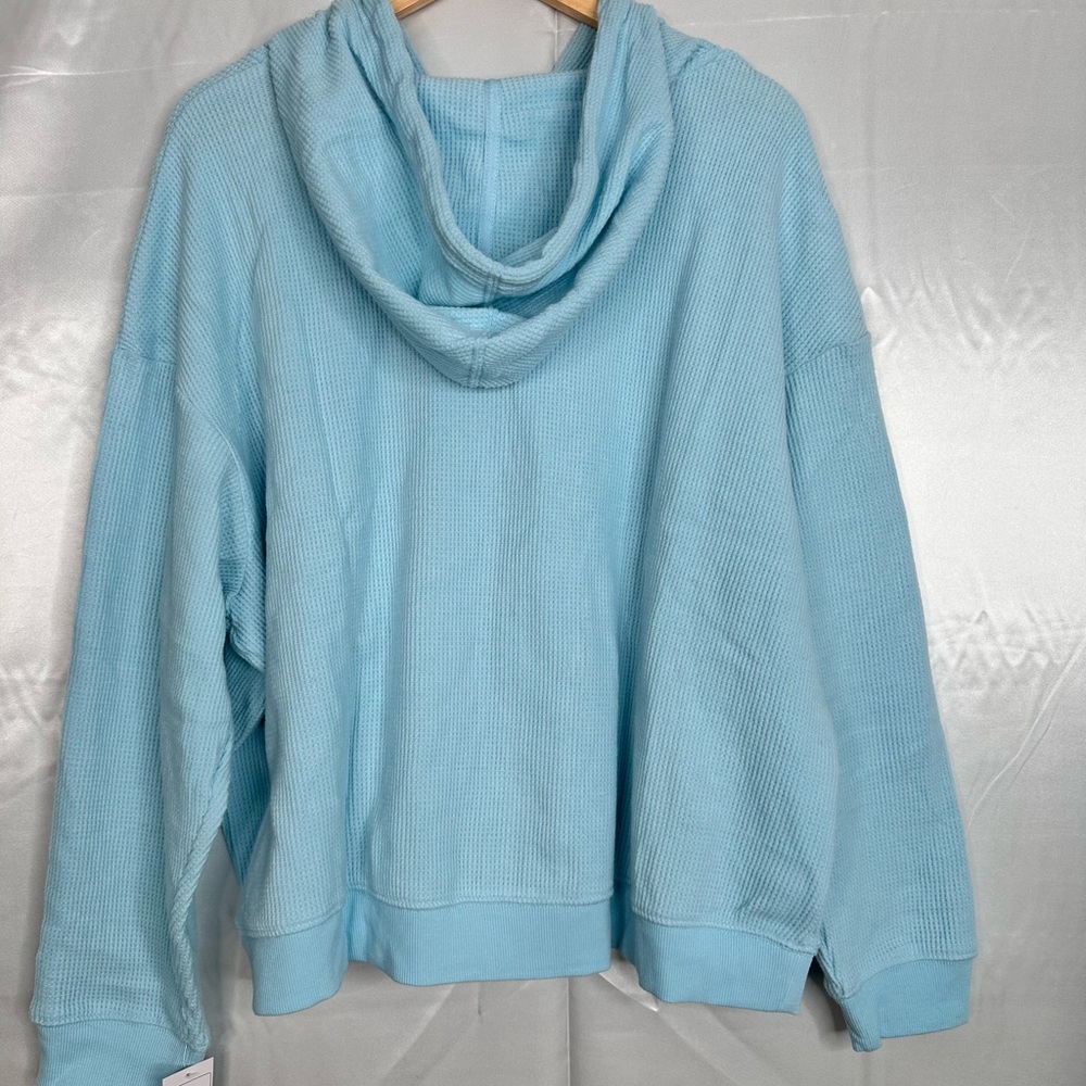 Auden Light Blue Waffle Knit Hoodie & Shorts Set Plus 4X NWT - Picture 7 of 11